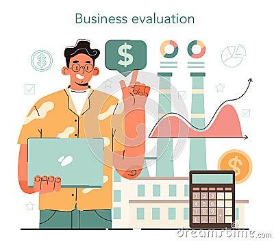 Valuables evaluation concept. Appraisal services, selling and buying Vector Illustration