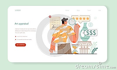 Valuables evaluation web banner or landing page. Appraisal services Vector Illustration