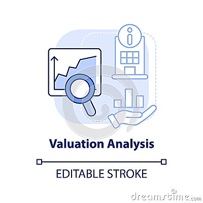 Valuation analysis light blue concept icon Vector Illustration