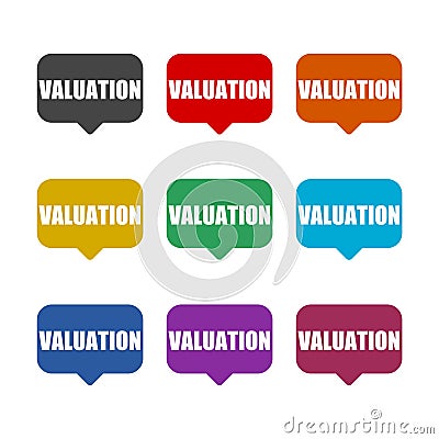 Valuation color icon set isolated on black background Stock Photo