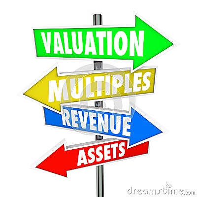 Valuation Multiples Revenues Assets Arrow Signs Company Business Stock Photo