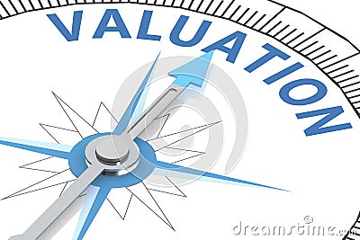 Valuation word on white compass Stock Photo