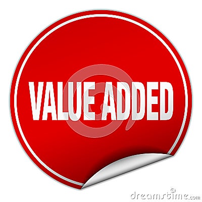 value added round red sticker Vector Illustration