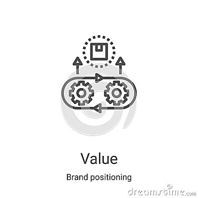 value icon vector from brand positioning collection. Thin line value outline icon vector illustration. Linear symbol for use on Vector Illustration