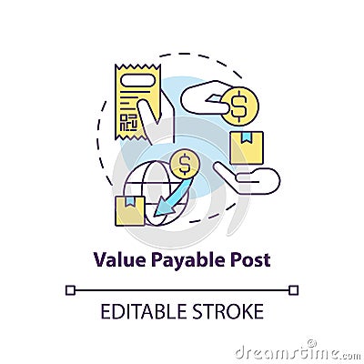 Value payable post concept icon Vector Illustration