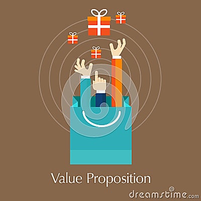 Value proposition customer concept hands Vector Illustration