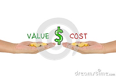 Value vs cost comparison Stock Photo