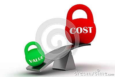 VALUE vs COST Stock Photo