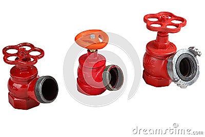 Valves hydrant fire hose connection of Stock Photo