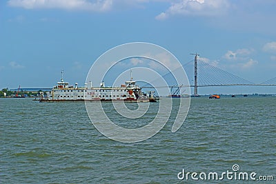 Vam Cong ferry on Bassac River Editorial Stock Photo