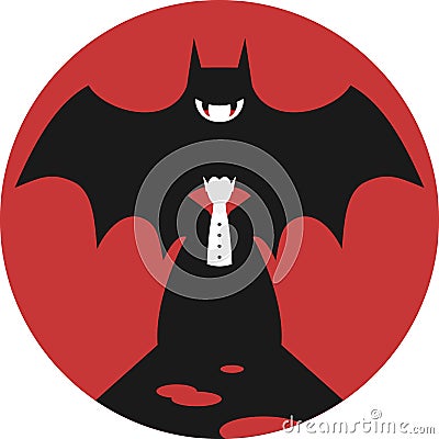 Vampire and Bat Badge / Emblem Vector Illustration