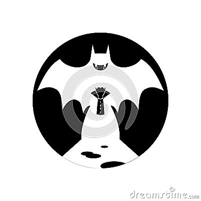 Vampire and Bat Badge / Emblem Monochrome Stock Photo