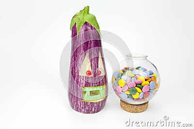 The Vampire Eggplant - - Vegan Halloween Series Stock Photo