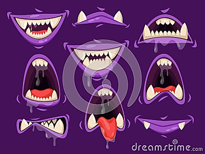 Vampire mouth with scary emotions. Monster jaw Vector Illustration