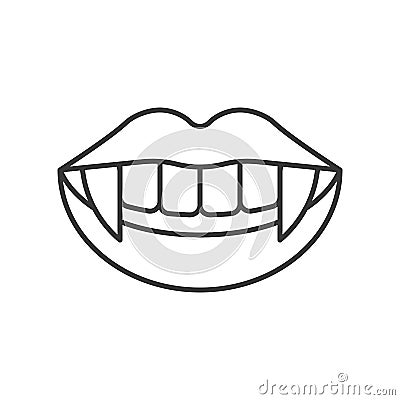 Vampire teeth, halloween related hollow outline icon, editable s Vector Illustration