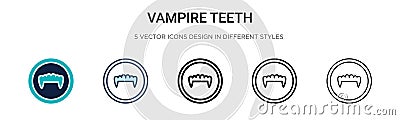 Vampire teeth icon in filled, thin line, outline and stroke style. Vector illustration of two colored and black vampire teeth Vector Illustration