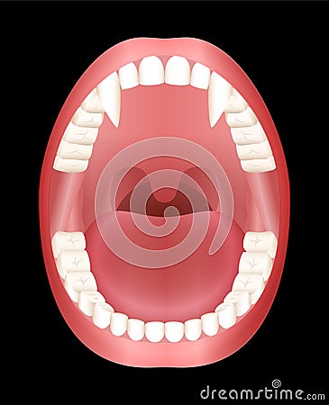 Vampire Teeth Open Mouth Vector Illustration