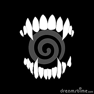 Vampire teeth vector isolated on black background EPS 10 Vector Illustration