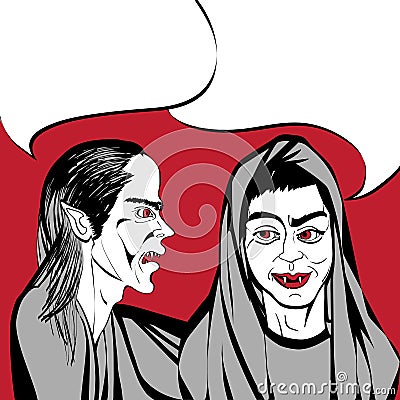 Vampires chat Cartoon Illustration