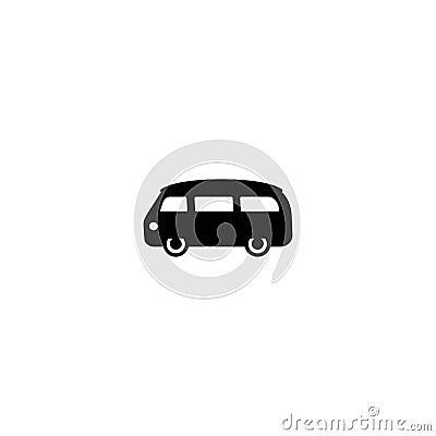 Van black silhouette. Minibus vector line icon isolated on white background. Vector Illustration