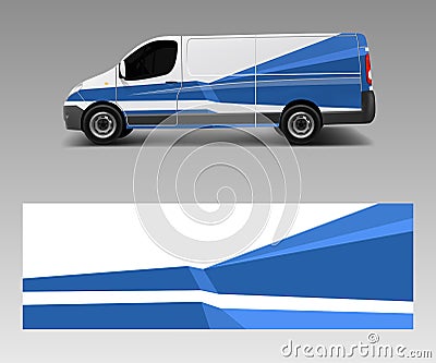 Van decal wrap design vector for Company branding . Graphic wrap decal and sticker template vector Vector Illustration