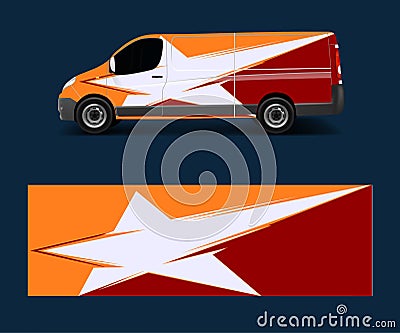 Van decal wrap design vector for Company branding . Graphic wrap decal and sticker template vector Vector Illustration