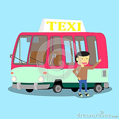 Van hire With the driver standing Vector Illustration