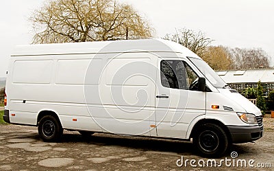 Van with indicators Stock Photo