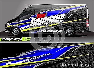 Van livery graphic vector. abstract grunge background design for vehicle vinyl wrap and car branding Vector Illustration