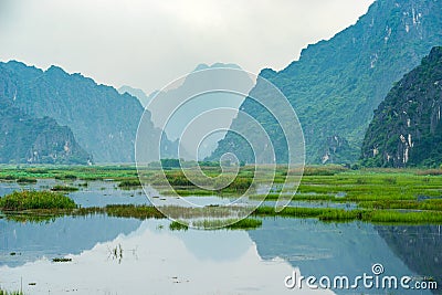 Van Long Natural reserve in Ninh Binh Vietnam Stock Photo