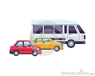 Van and taxi transport vehicles Vector Illustration