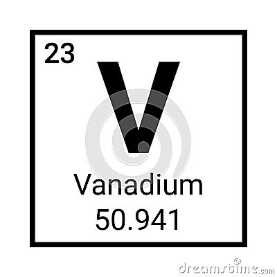 Vanadium periodic table element icon. Vanadium symbol science vector chemical element Vector Illustration