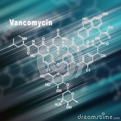 Vancomycin molecule, antibiotic, chemical structure Stock Photo