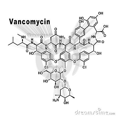 Vancomycin molecule, antibiotic, chemical structure Stock Photo