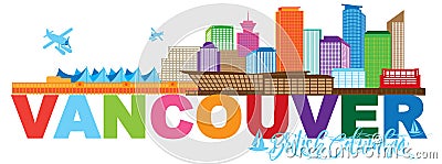 Vancouver BC Canada Skyline Text Color vector Illustration Vector Illustration