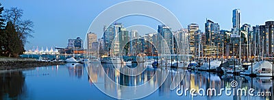 Vancouver BC City Skyline at Dusk Stock Photo