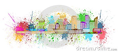 Vancouver BC Skyline Paint Splatter Illustration Stock Photo