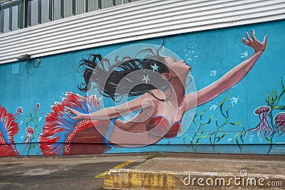Vancouver,British Columbia,Canada, August 10th,2019: A mural taken at the Vancouver Mural Festival 2019 Editorial Stock Photo