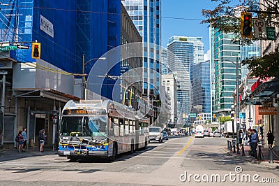 Vancouver TransLink Transit System bus on Cordova Street Editorial Stock Photo