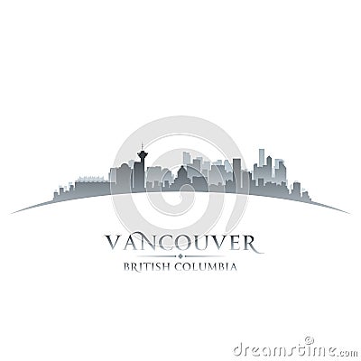 Vancouver British Columbia city skyline silhouette white background Vector Illustration