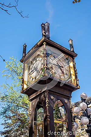 Historic steam powered clock in Gastown, Vancouver Editorial Stock Photo