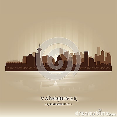 Vancouver British Columbia skyline city silhouette Vector Illustration