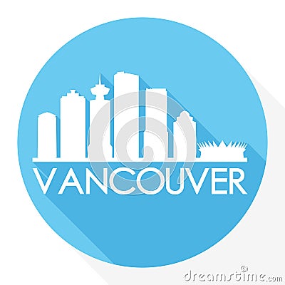 Vancouver Canada America Round Icon Vector Art Flat Shadow Design Skyline City Silhouette Template Logo Stock Photo