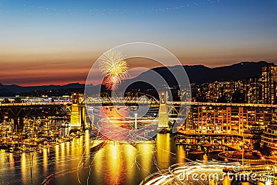 VANCOUVER, CANADA - AUGUST 3, 2019: Honda Celebration of Light Croatia team perform fireworks in Vancouver Editorial Stock Photo