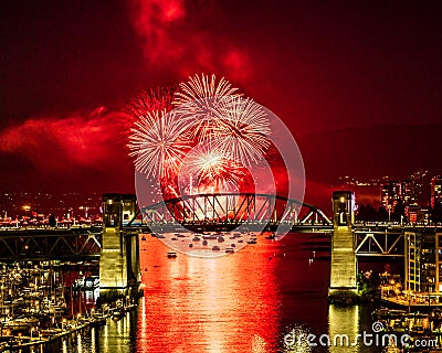 VANCOUVER, CANADA - AUGUST 3, 2019: Honda Celebration of Light Croatia team perform fireworks in Vancouver Editorial Stock Photo