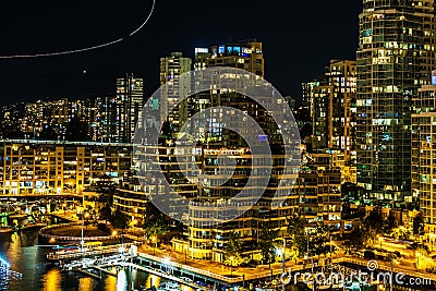 VANCOUVER, CANADA - AUGUST 3, 2019: panorama view to the city of Vancouver at night Editorial Stock Photo