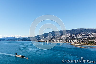 VANCOUVER, CANADA - February 25, 2019: Vancouver skyline panorama of West Vancouver Editorial Stock Photo