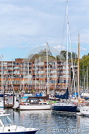 Boatyard on Granville Island in Vancouver Editorial Stock Photo