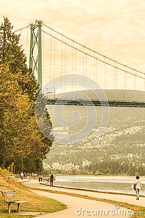 View of Lions Gate Bridge from Stanley Park Editorial Stock Photo