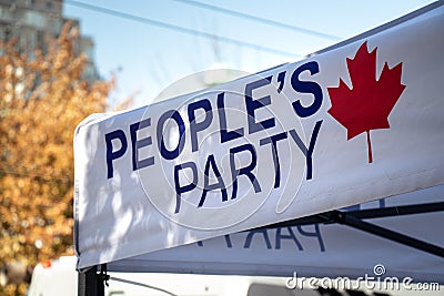 View of People`s Party Tent during the rally against the BC Vaccine Card in front of Vancouver City Hall Editorial Stock Photo